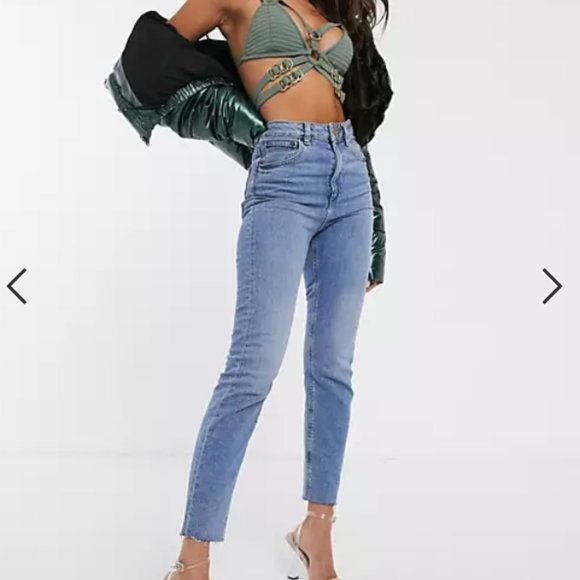 ASOS high rise farleigh jeans with raw hem - Picture 2 of 6